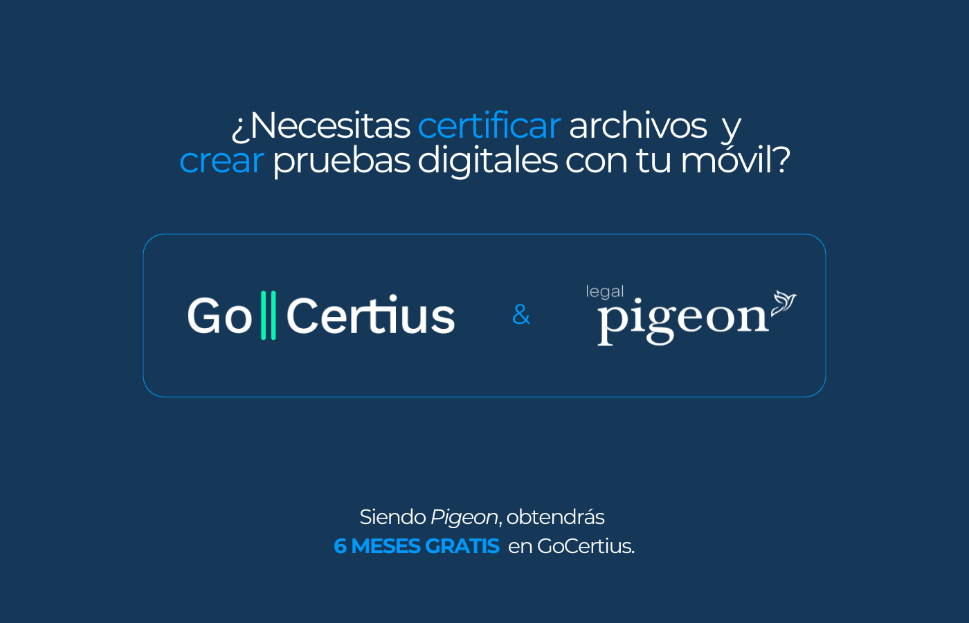 Logo de GoCertius en colaboración con Legal Pigeon