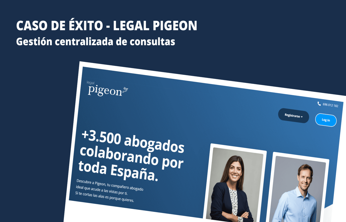 Captura de pantalla del caso de éxito de Legal Pigeon y Optima Solutions en Derecho Práctico
